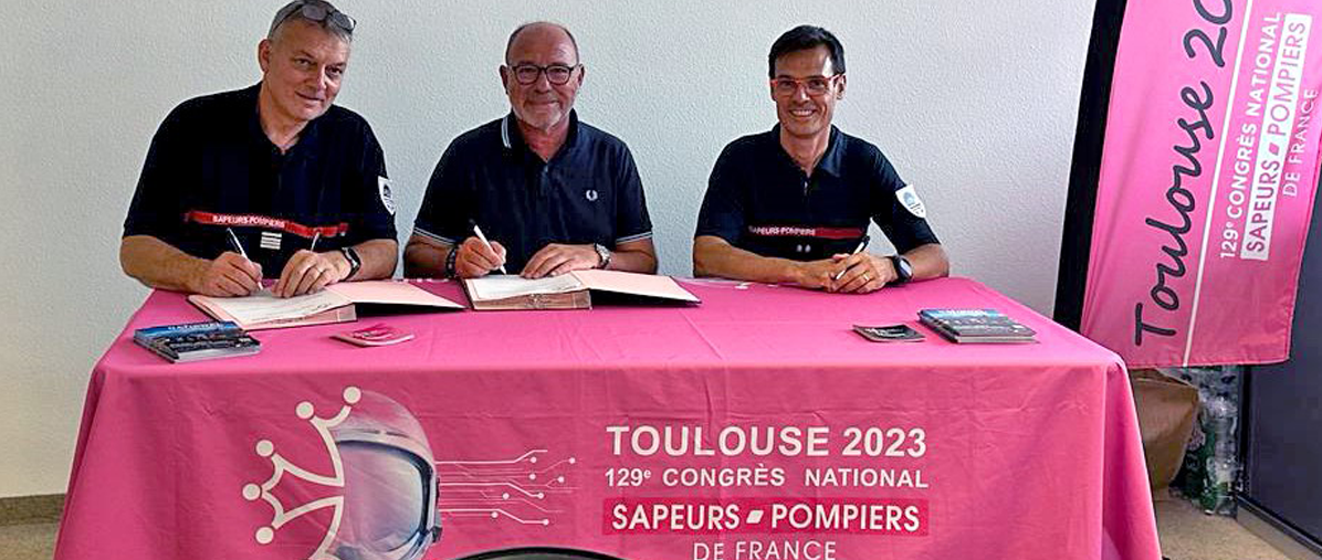 signature convention mécénat : Abaques audiovisuel mécène du 129ème Congrès National des Sapeurs-Pompiers de France